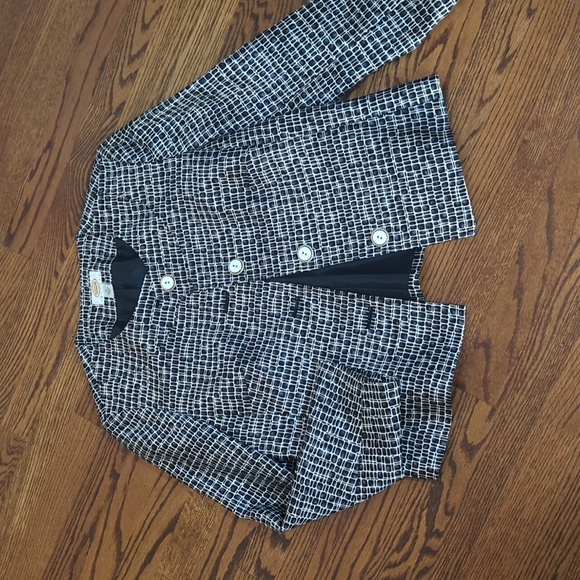 Vtg 90s Talbots Black/ White Blazer Silk Wool Blend Classic Structured Sz 12 - Picture 4 of 10